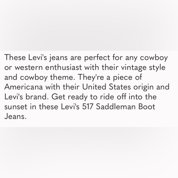 NWT Levi’s Vintage 1981 Saddleman 517 Cowboy Western Boot Denim Jeans Size 42/32 - Picture 6 of 6